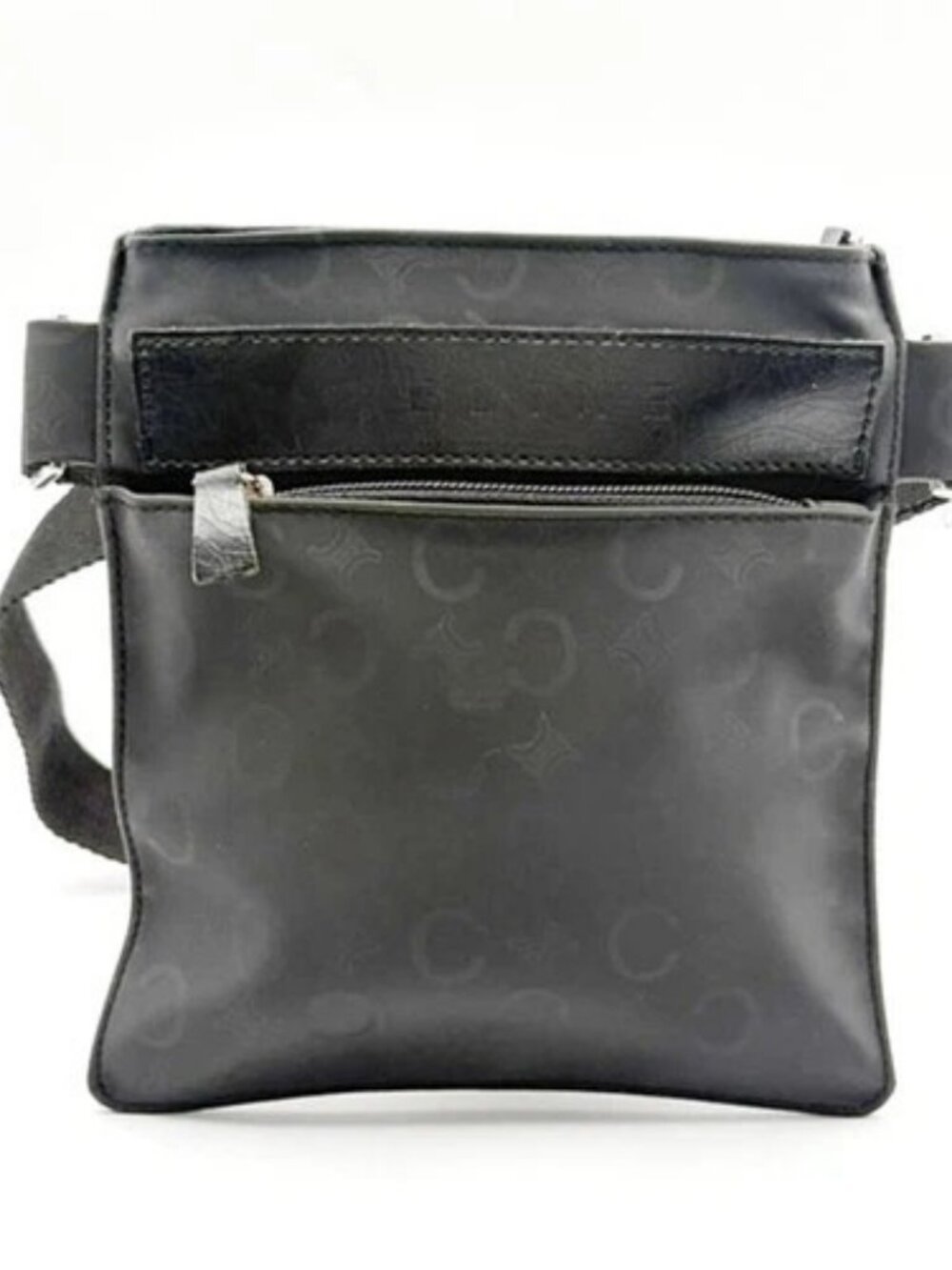 CELINE Logo C Macadam Pattern Waist Bum Bag PVC Leather Black SHW 09KD382